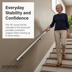 5Ft Silver Handrail Kit Interior/Exterior – 500lb Support, Fits Any Angle