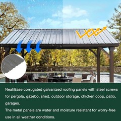 NeatiEase 10 Pcs Metal Roofing Panels 5.1 Ft Galvanized