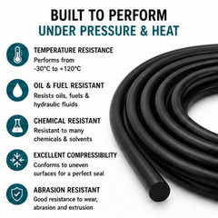 Solid Nitrile Rubber Cord – Black O Ring – Anti Oil Seal Gasket Dia 1.5mm – 13mm