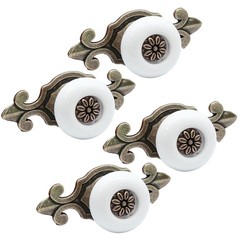 suiwotin 4pcs Ceramic Knobs White Dresser Knobs, Vintage 4 Pieces,