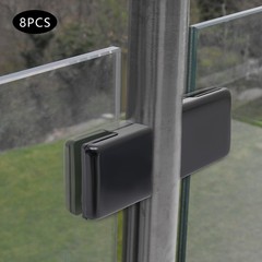 Glass Clamp Set of 8 Black 8-10mm Square For Glass Door Panel Mounting Hardware