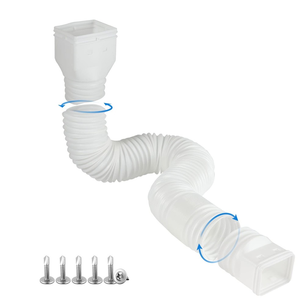 plusgutter White 1-Pack Rain Gutter Downspout Extensions Flexible, Drain Downspo