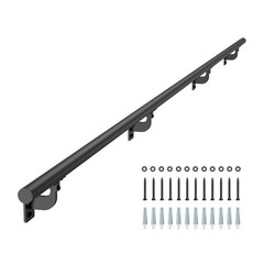 Wall Mounted Stair Handrail, 10ft Pipe Staircase Handrail, Black Galvanized Alum