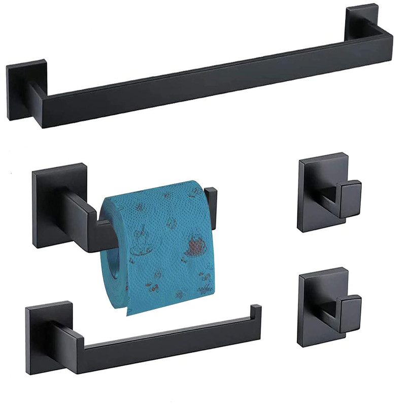 Taun Bathroom Hardware Set 5 Piece Matte Black Bathroom Accessories Set Sus304