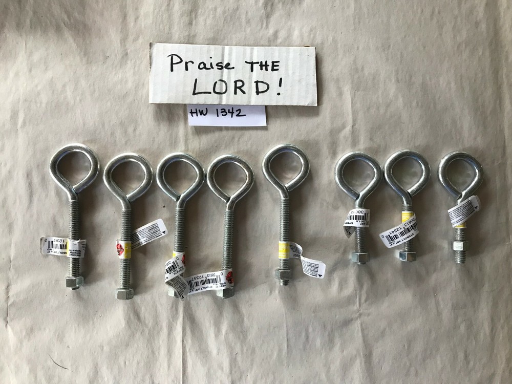 8 National Hardware Eye Bolt with Hex Nut, Zinc Plated, 4- 3/8 x 5 & 3/8 x 4