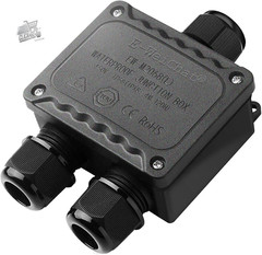 Waterproof Junction Box IP68 3 Way Outdoor Cable Gland M25 Black Garden