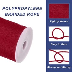 1/16 Inch Polypropylene Rope Braided Ropes 328ft Nylon Rope Wine Red