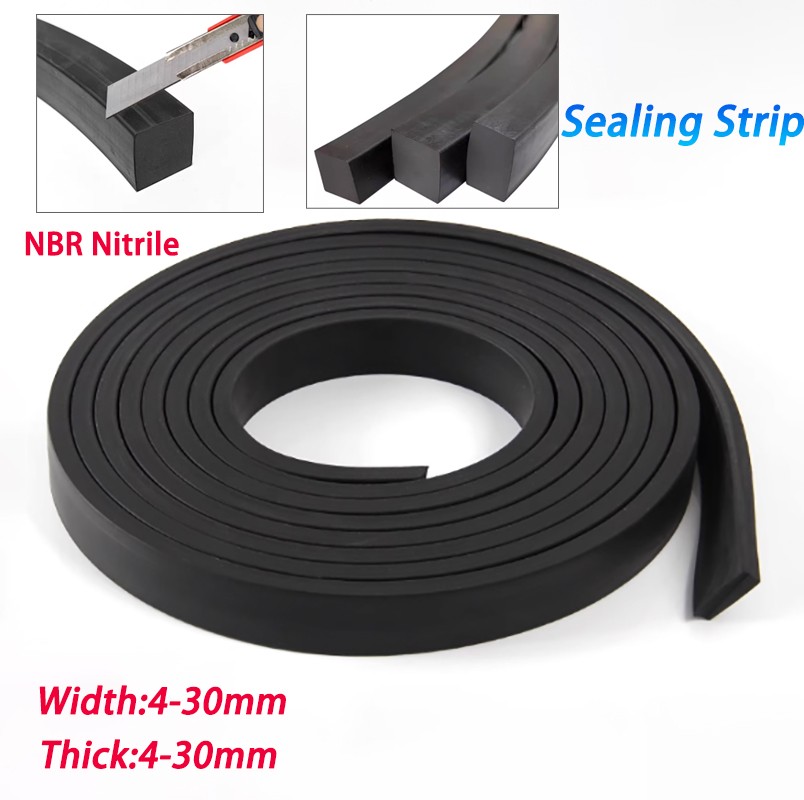NBR Nitrile Rubber Solid Sealing Strip Square Oil Resistant Buffer Width 4-70mm