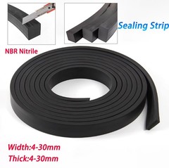 NBR Nitrile Rubber Solid Sealing Strip Square Oil Resistant Buffer Width 4-70mm