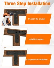 4 Pack T Post Timber Frame Brackets, 14″x10″ T Flat Mending Plate Fit 4×4,6×6 Lu
