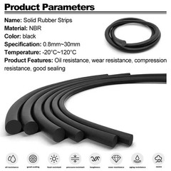 Solid NBR Rubber Sealing Rope Round Strip Dia 0.8/1/1.5/1.8/2/3/3.5/4/5/6/7mm