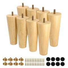Fodau770 Rubber Wood Furniture Legs 6 Inches Straight Tapered Wood Feet Mid