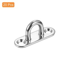 20 Pcs 1.8″ Pad Eye Plate 304 Stainless Steel Ceiling U Hooks for Door Silver