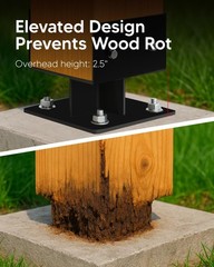 2pcs 6″x6″ (Actual 5.5″x5.5″) Post Base Bracket Concrete U-Shape, Dry Set Hea…