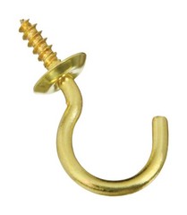 National Hardware Gold Solid Brass 7/8 in. L Cup Hook 5 pk (Pack of 10)