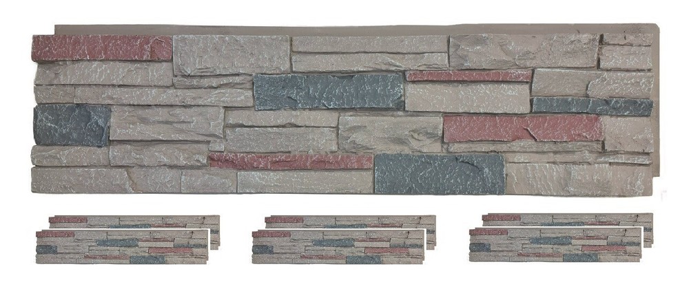 6-Pack 48″x12″ Faux Stone Wall Panel Ledge Stone Taylors Falls (Beige)