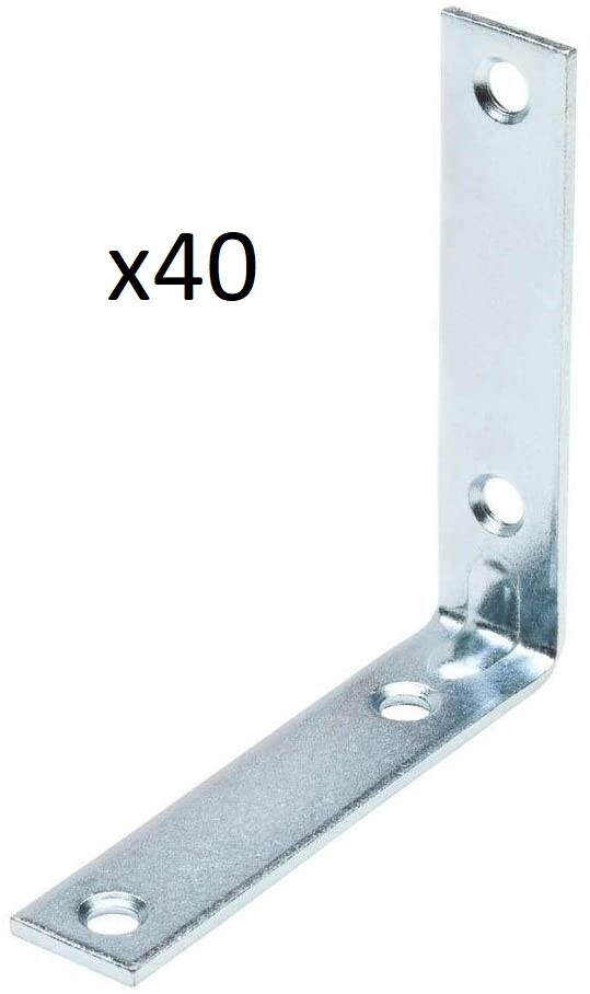 40 Everbilt 4″ Zinc Plated Corner Braces with Countersunk Holes No Screws 339725
