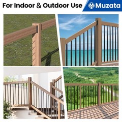 Muzata 20Pcs Deck Railing Brackets Connectors Connector-20pack, black