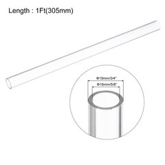 Clear Rigid Tubing 5/8 Inch(16mm)x3/4 Inch(19mm)x1Ft(305mm) Plastic PC Tube