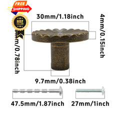 PDETVEO 5 PCS 30mm Antique Brass Cabinet Knobs, Round 5 Pieces,