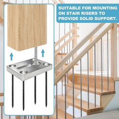 Heavy Duty Rectangular Newel Post Mounting Kit, Stair Handrail Anchor Fastene…