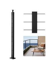 1-Pack Cable Railing Post, 36x2x2 In Horizontal-Hole Deck Railing Post with Pre-