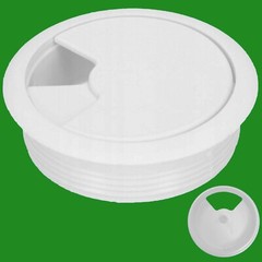 2x White 60mm Computer Desk Plastic Cable Grommet, Surface Wire Hole Cover