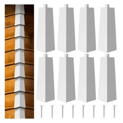 8 Pcs Aluminum Siding Corners 8 Inch outside White Corner Caps Smooth Siding Tri