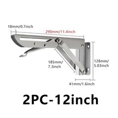 Folding Shelf Brackets – 2 Pcs Heavy Duty Stainless Steel Collapsible – 8-18 In