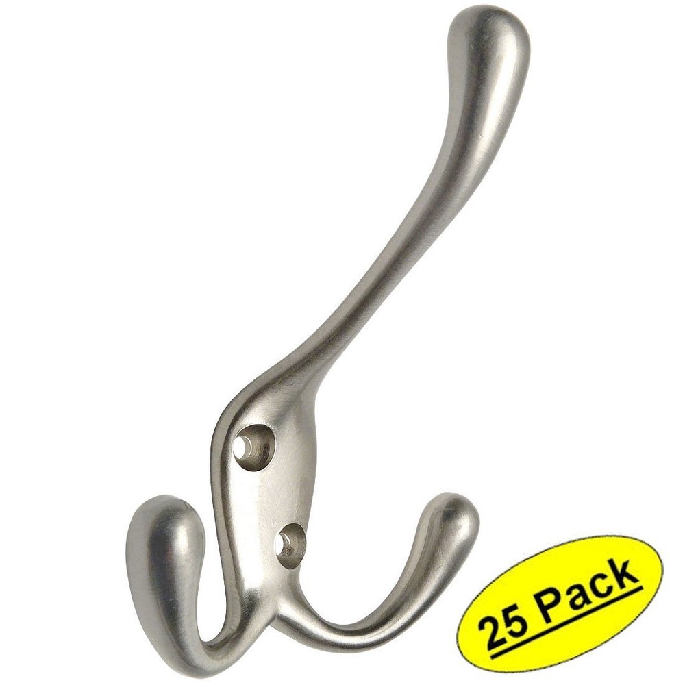 *25 Pack* Designers Impressions Satin Nickel Heavy Duty Coat & Hat Hook #58005SN