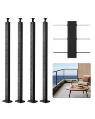 4-Pack Cable Railing Post, 42x1x2 In Horizontal-Hole Deck Railing Post with Pre-