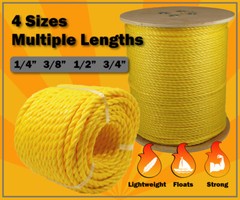 Twisted 3 Strand Polypropylene Yellow Floating Boat Barricade Commercial Rope