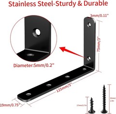 Quality 4 Pack of 5″ x 3″ Stainless Steel Corner Braces, Easy Installation