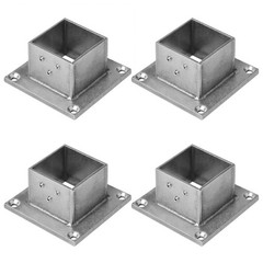 4 PCS 2″ Square Post Flange Base, 304 Stainless Steel Deck Rail Mount Bracket…