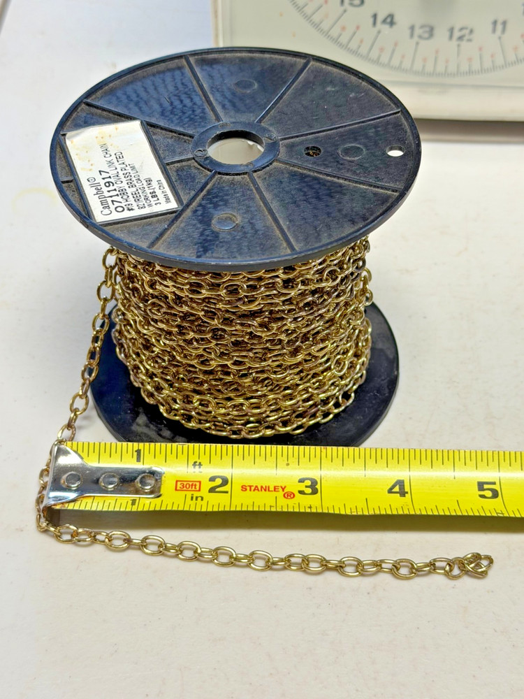 Campbell #19 Hobby Oval Link Chain 0711917 Brass Plated 3lb WLL 1.5 lbs