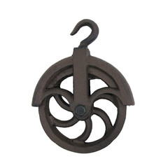 Tg,Llc Treasure Gurus Cast Iron Rustic Hanging Cable Pulley Wheel Hook Vintage