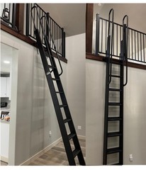 Custom Rustic Pine Loft Library Ladder half-Log,Cabin,Attic,Wood,Wooden Hardware