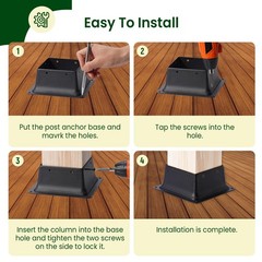 4×4 Post Base 4Pcs Wood Fence Anchor Brackets Deck Pergola Railing Mailbox 3.6×3