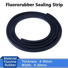 Black Solid Fluorine Rubber Sealing Strip Square Thick x Width 4x4mm to 30x30mm