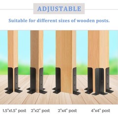 8Pcs Adjustable Post Anchor Brackets Kit Heavy Duty Wood Fence Base Bracket F…
