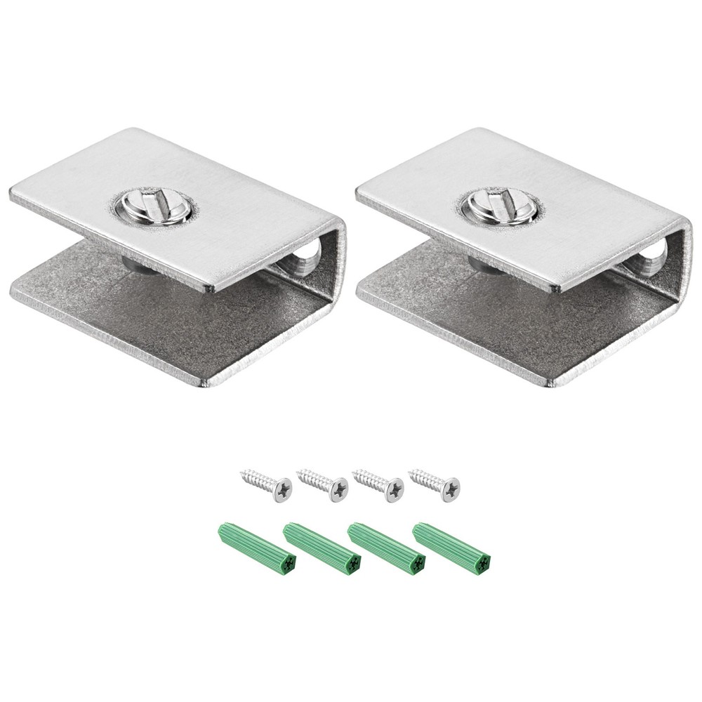2Pcs 28mm Glass Shelf Bracket Holder Stainless Steel Clips Clamp 6-8mm Thickness