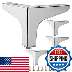Smaxcn 4 Inch Shiny Chrome Metal Furniture Legs Set Of 4 Triangle Metal