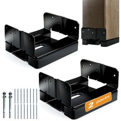 2 PCS 6×6 Post Base Concrete Heavy Duty Black Bracket 1 Inch Standoff