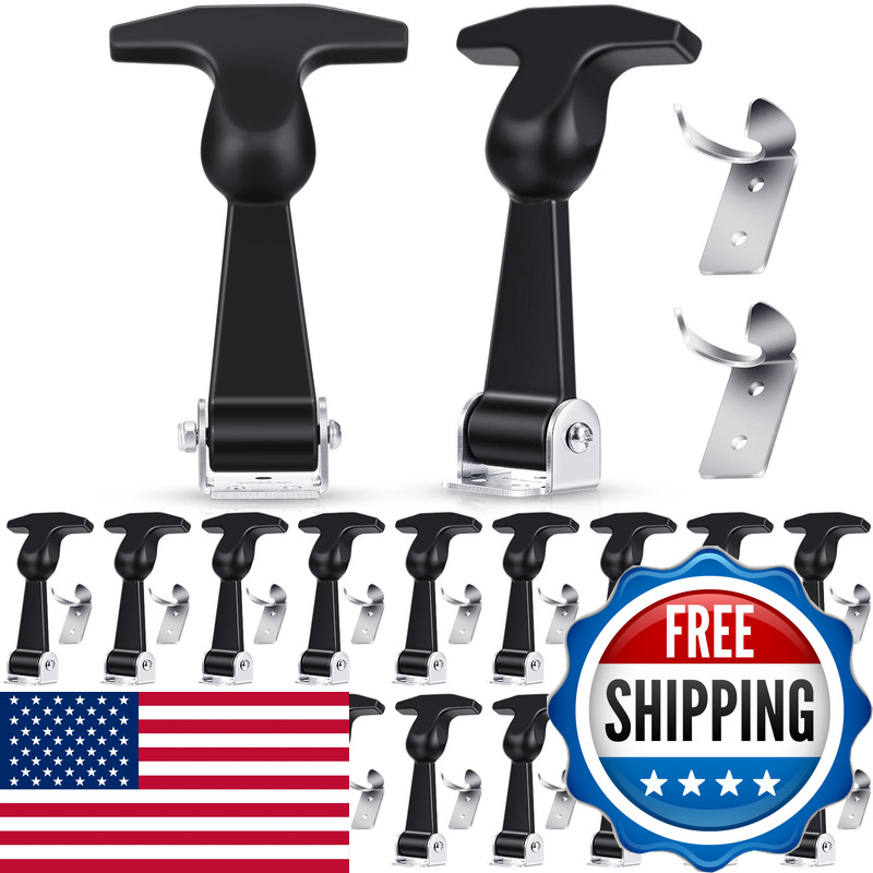 Mudder 20 Pieces Elastic Stainless Steel Rubber Hood Catch Flexible T-Handle
