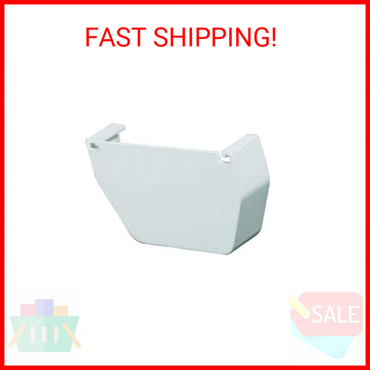 Amerimax Gutter End Cap, Contemporary, Vinyl, White, 5-in. -T0511