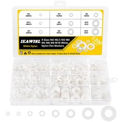 M2, M2.5, M3, M4, M5, M6, M8, M10 millimeters, White Nylon Flat Washers-1200pcs