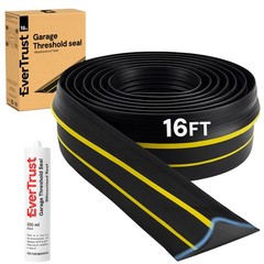 EverTrust 16Ft/5M Garage Threshold Seal Strip. Weatherproof EPDM Rubber Black