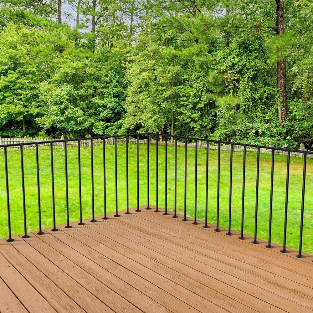 Deck Railing Kit – Metal Guard Rail With Right-Angle Connectors, Black