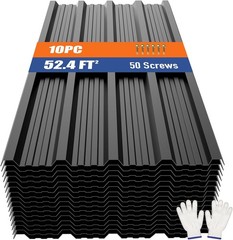 Corrugated Galvanized Steel Roof Panels 10pcs Black