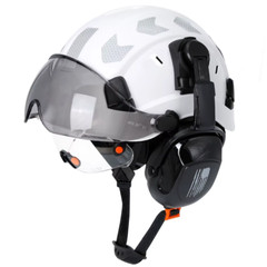 Site safety helmet, built-in visor, glasses, earplugs, standard C